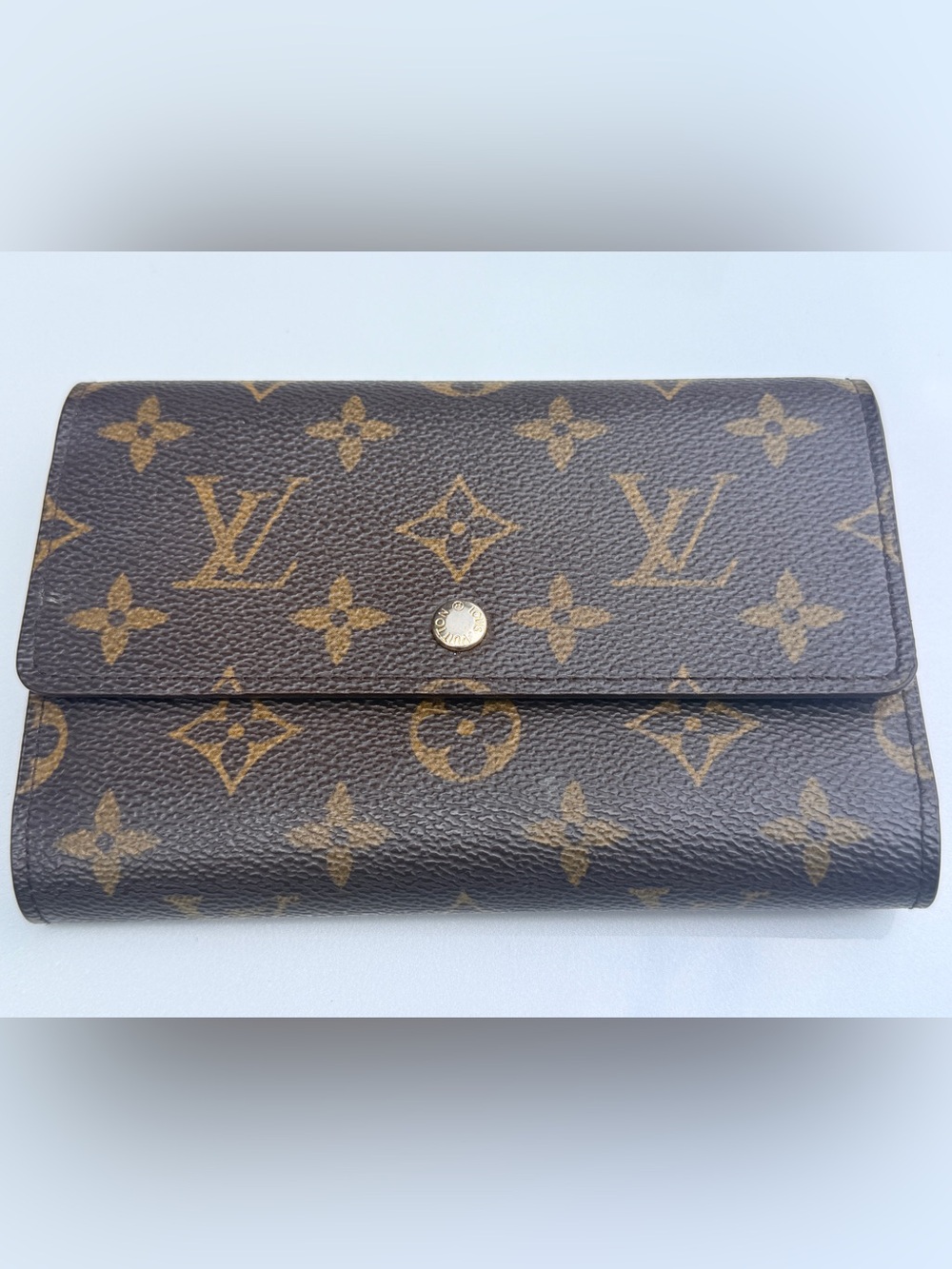 Louis Vuitton Monogram Canvas Flap Card Holder Wallet in Brown and Gold